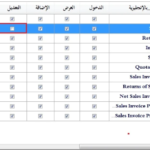 شاشة الصلاحيات